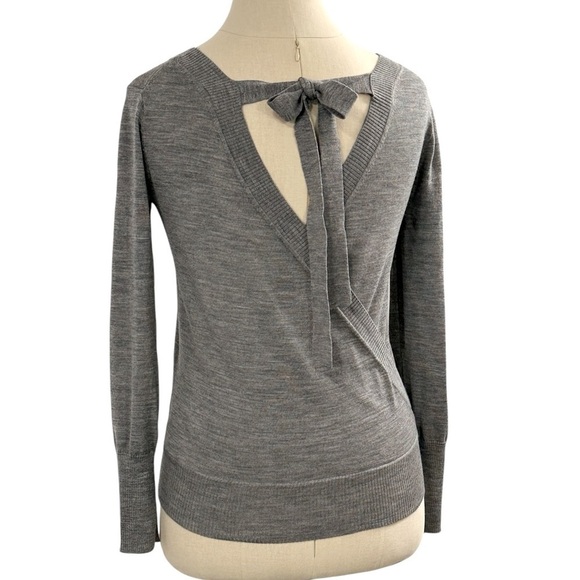 J Crew | 100% Merino Wool Open Back Sweater with Bow Tie Detail - Picture 1 of 12
